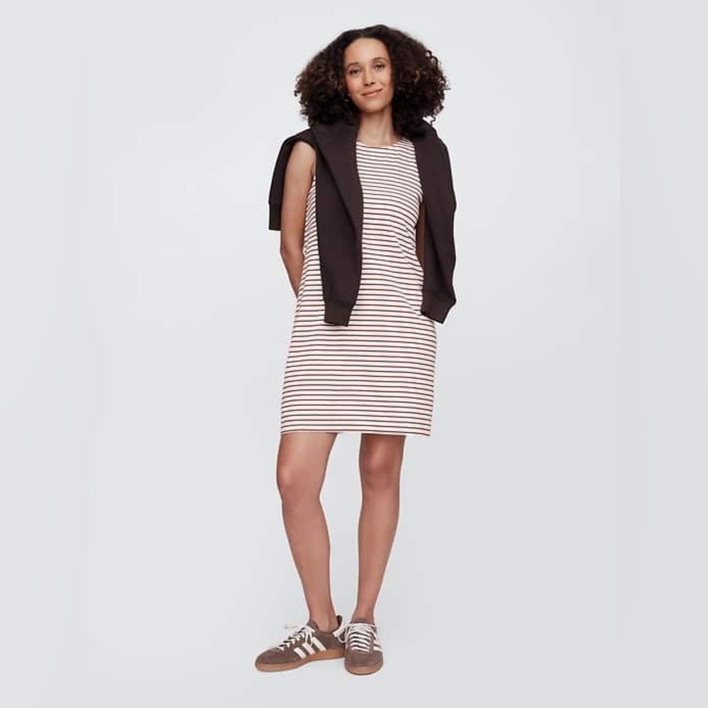 NWT GAP Striped Jersey Mini Dress Sleeveless Cotton Large Brown Stripes